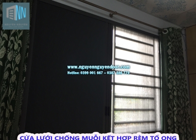 CỬA RÈM TỔ ONG KẾT HỢP LƯỚI CHỐNG MUỖI TẠI LONG AN