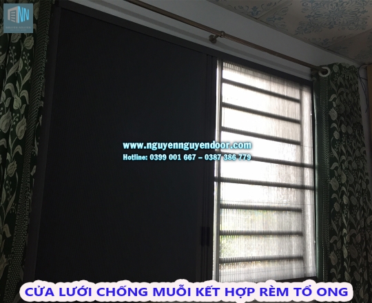CỬA RÈM TỔ ONG KẾT HỢP LƯỚI CHỐNG MUỖI TẠI LONG AN